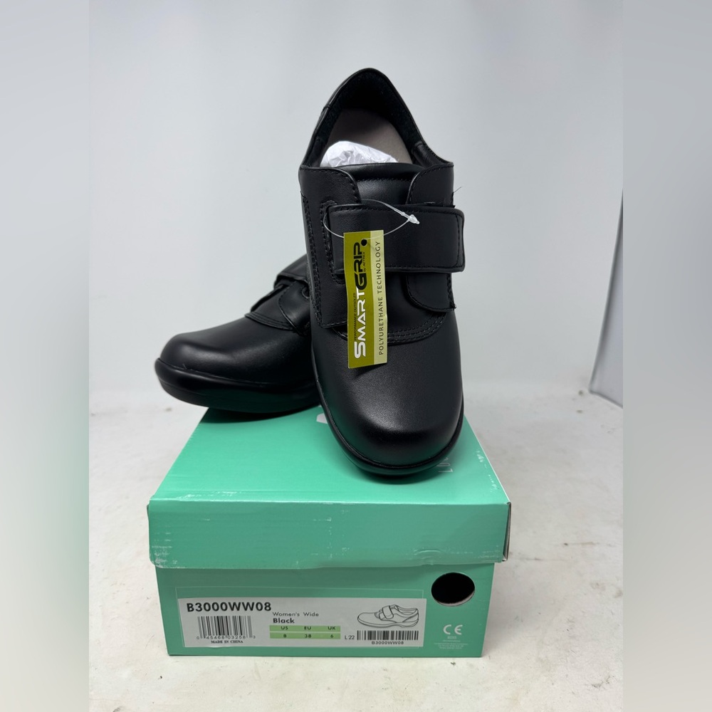 APEX Ambulatory B3000W Black Leather Shoes Diabetic Size 8 Wide New In Box